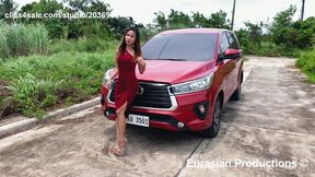 206 - G Jane revving red car with red dress