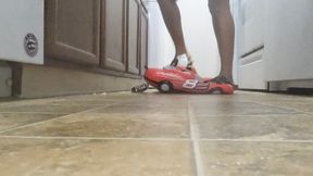 giantess - Sandal Stomp Domination: Soft Car Crushed in Her Kitchen, foot domination, stomping, femdom 4k