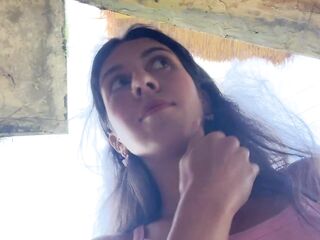 Cute Gal Eating Burger with Cum on Her Face in Public Cafe