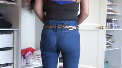Latina Wife Licks Hairy Pussy In Jeans And Thong Cumshot Big Ass
