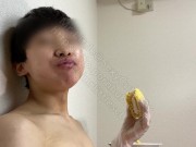 Naked Eating Masturbation Part7 Sample 【gay】【boy】【cute】【food】【cumshot】【 male moaning】【 cum eating】