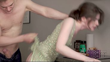 Nighttime hardcore action as little blonde bitch gets home without panties