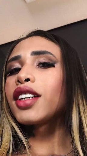 BRAZILIAN TRANSSEXUALS - Cutie Mayara Muniz Plays Her Dildo   Clip 1