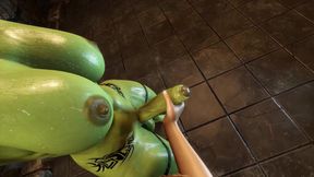 Futanari Orc BDSM Deep Throat Blowjob.