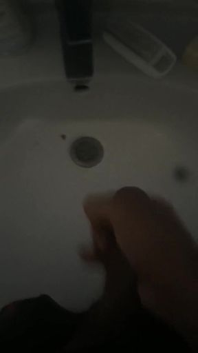 Jerking in the bathroom sink