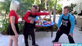 I and Nicki Rebel roasted two sultry pussies with our massive penises