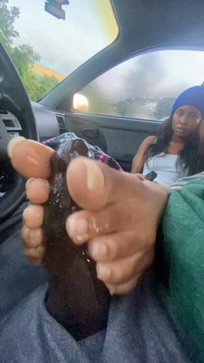 Prettiest lesbian giving me a nasty footjob