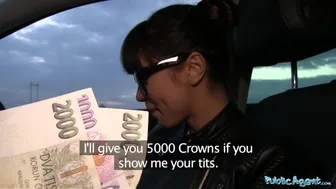 Russian brunette gets filled with cum in public POV sex