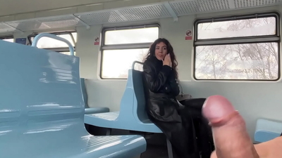 Public Handjob on a train Ends in a Blowjob from a Stranger - Public Cumwalk