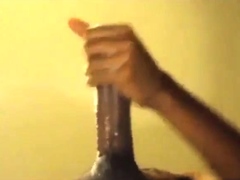 Black guy jacks off his big cock and cums hard