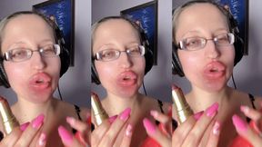 ASMR PAPRIKA PEPPER EATING  - ASMR, EYE GLASSES, GIANESS, LIPSTICK , Big LIPS, MOUTH, FOOD, FACE FETISH, LONG NAILS