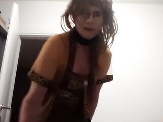 Tgirl mother I'd like to fuck shows off and performs striptease in her fresh underware and classy sandals