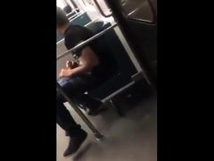 Asian twink get's BJ from older man in a subway