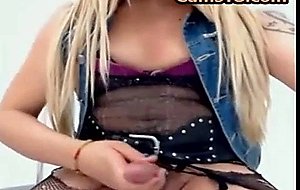 Bond latin shemale jerking off on webcam