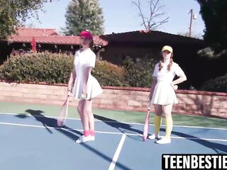 Brace faced besties share a large wang in a foursome