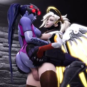 Overwatch Futa Mercy Bussy Drilling Widowmaker