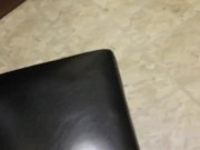 Pissing on break room carpet (door open)