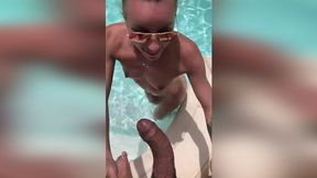 Pump a Load Down Tiny French Mouth ~ Boo Angel Emily, XXX Poolside BJ, Cum Swallow