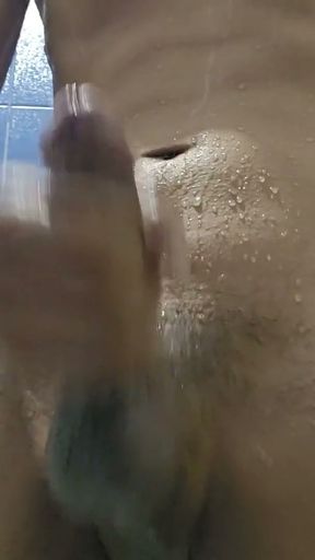 Normal shower turn in to touching and endup Cum in Shower   Clip 1