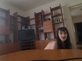 Girlfriend is dancing naked to tease me before she ride a huge dildo