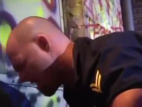 Cop hunks fuck on car