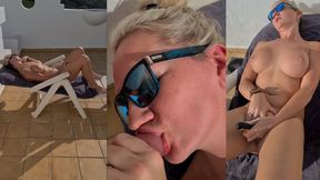 Sunbathing MILF receives off with her vibrator