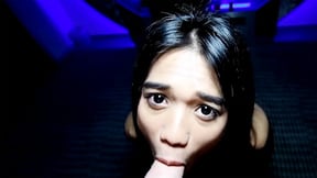 Dominant white client used hot shemale and she gave him perfect blowjob