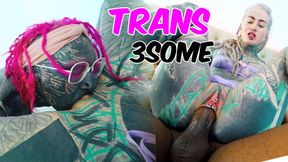 POV TRANS threesome - tattooed Mazhem & Josh