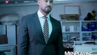 Suited mafioso Bruno Max barebacks Jonathan Mirandas tight asshole