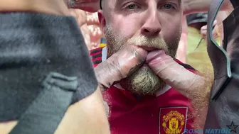 Duke London Bareback Gangbanged as Darkroom Cumslut by Huge Cocks