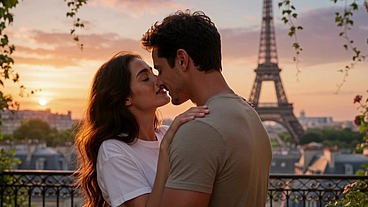 Fulfilling my fantasy of sucking my boyfriend's cock in front of the Eiffel Tower - AI-generated content