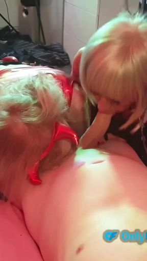 Jaw-dropping moment from "Sexy Halloween foursome orgy Part 2 with 2 TGirls and mature couple"