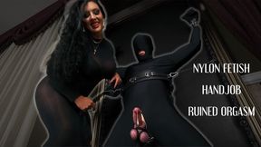 Handjob Shiny Nylons Milking Tease: Matriarch Ezada Sinn ruins Poodle's cock in zentai bondage