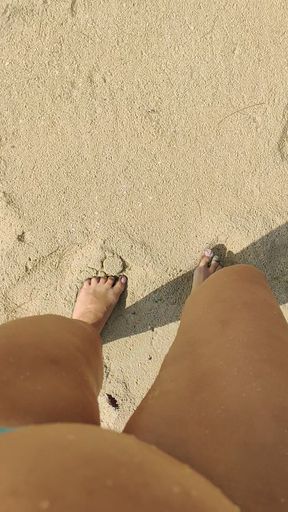 Sensual Pee POV: Pissing on the Beach After Swim