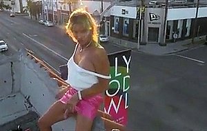 Smoking tranny show her cock outdoor