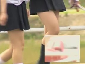 Asian bimbo changing her socks and flashing upskirt DTEN-02