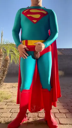 Superman Jerk Off and Cum