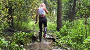 Wrecked Authentic Christian Louboutin knee high boots in mud and swamp, high heels boots in mud, waterproof test for Louboutin boots