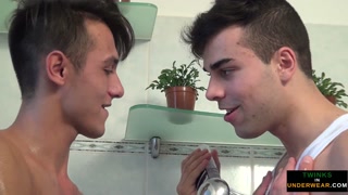 Showering euro twink gets a handjob