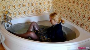 College Uniform Hot Coed Sophia Smith Takes A Bath!