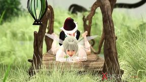 Hot sex! Horny beautiful fairy and gnome in the village