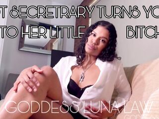 Hawt secretary turns you into her wench - Ebony Female-dominator Luna Law discovers that you're a pervert and threatens to expose you and ruin your career