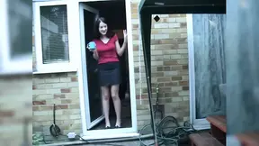 Hot British MILF dominates wimpy nude guy with bare legs