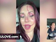 Babe records selfies at her first Halloween Horror Night HHN night at Universal Studios w/ cosplay costume makeup - Lelu Love