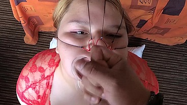 CUM ON FACE in FACIAL BONDAGE SCENE