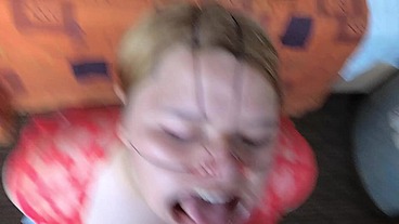 CUM ON FACE in FACIAL BONDAGE SCENE