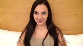 Slender brunette teen with braces enjoys a thick shaft