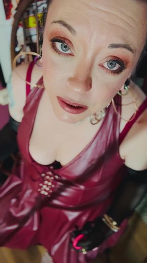 Red Leather &amp; Cigarettes! Tina Snua Smoking A Cigarette Wearing Black Sheer Gloves &amp; Jewelry