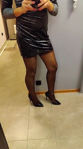 Walking in New Apartment in Sexy Outfit