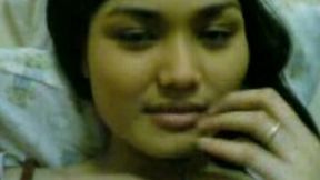 My beautiful Pinay girlfriend rubs her wet trimmed pussy on selfie